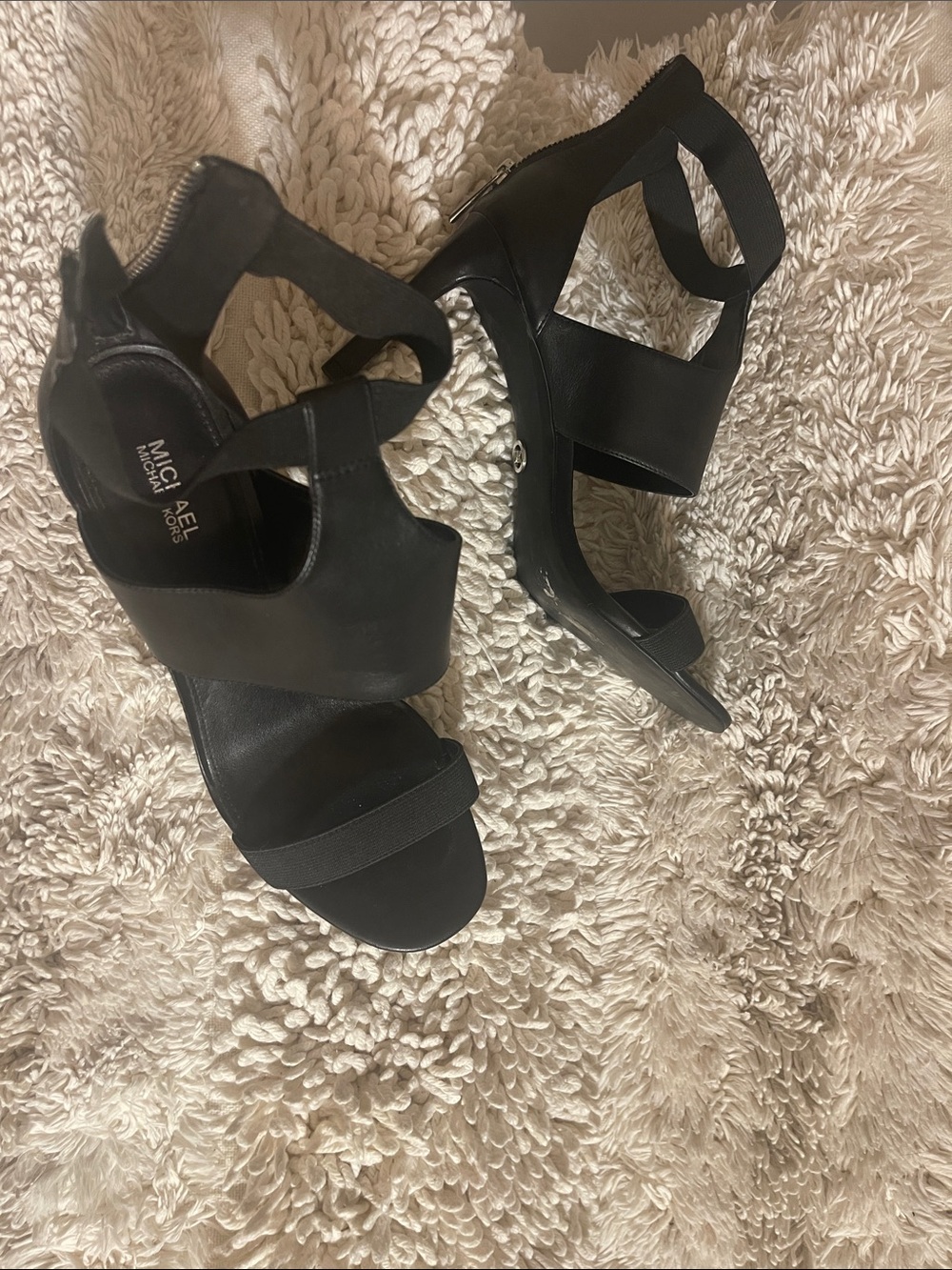 MICHAEL Michael Kors Black Elastic-Strap Platform Heels